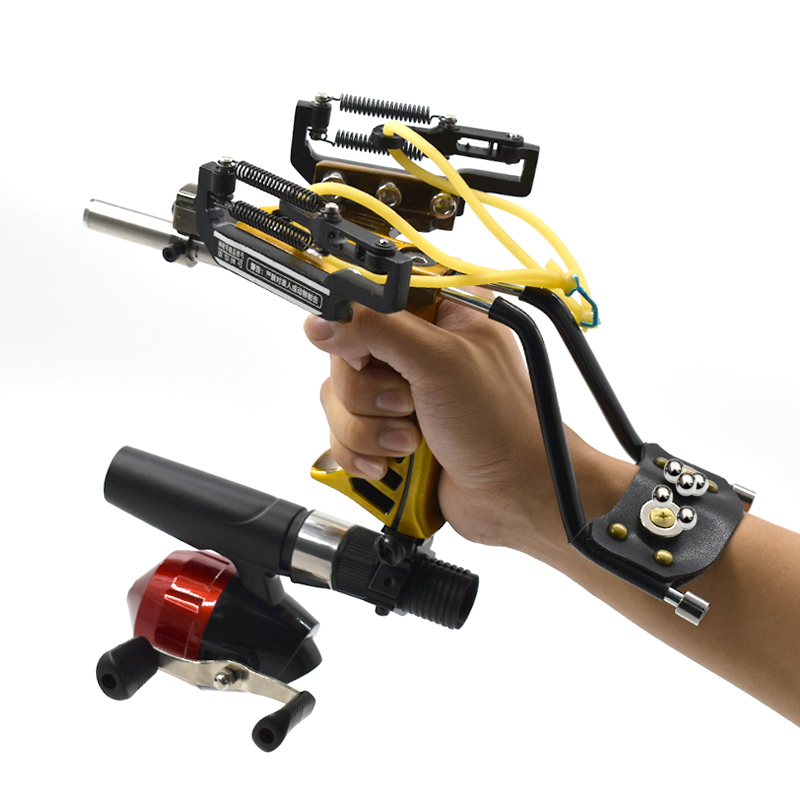 Power Tools Band - อัพเกรดมือถือโลหะ Slingshot ยางที่มีตกปลา Reel ที่มีประสิทธิภาพการล่าสัตว์และตกปลากลางแจ้ง Gadget