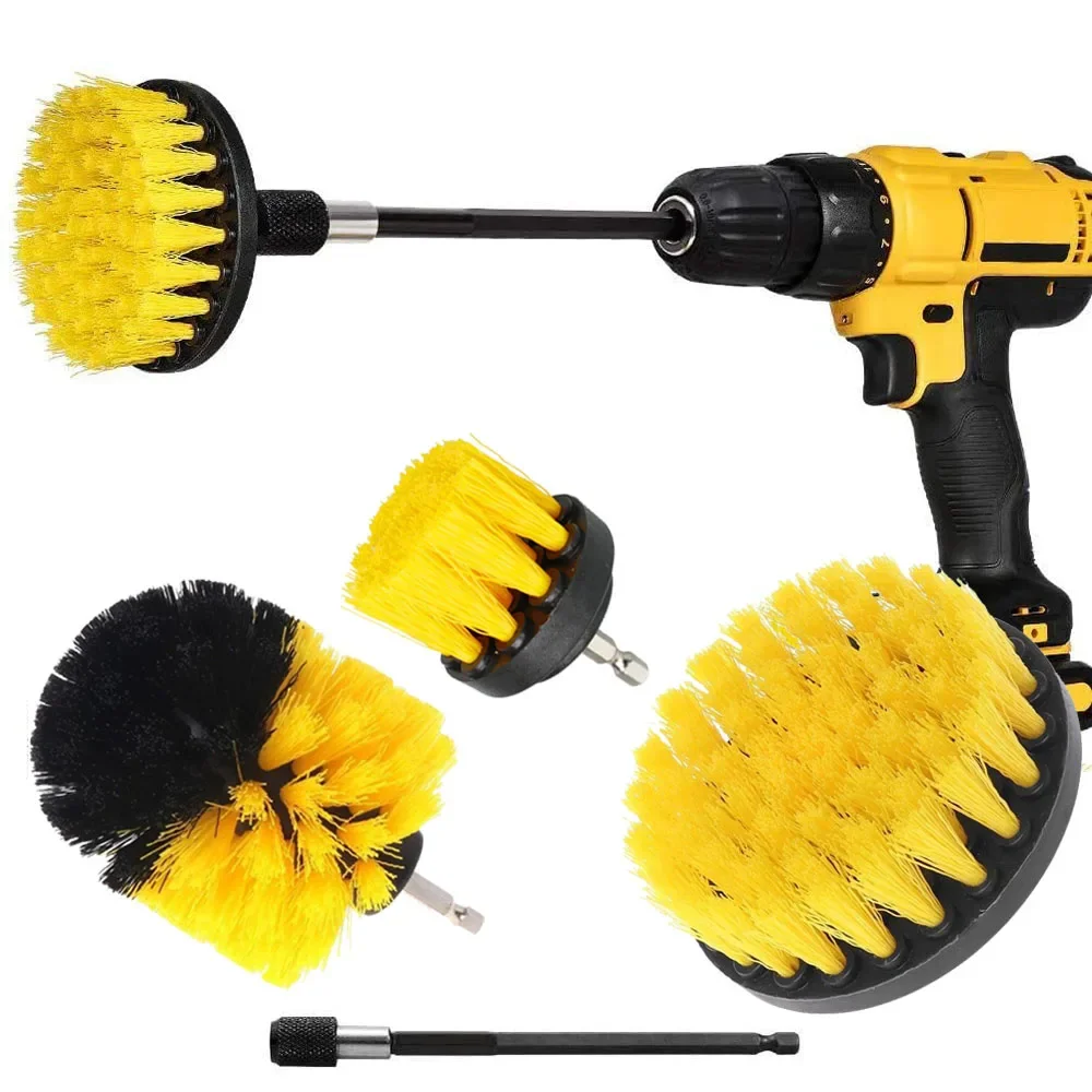 Power Tools For Windows - ชุดหัวแปรงสว่านสำหรับทำความสะอาดชุดแปรงขัดล้างไฟฟ้าพร้อมส่วนต่อขยายสำหรับทำความสะอาดกระจกวงล้อรถยนต์หน้าต่าง
