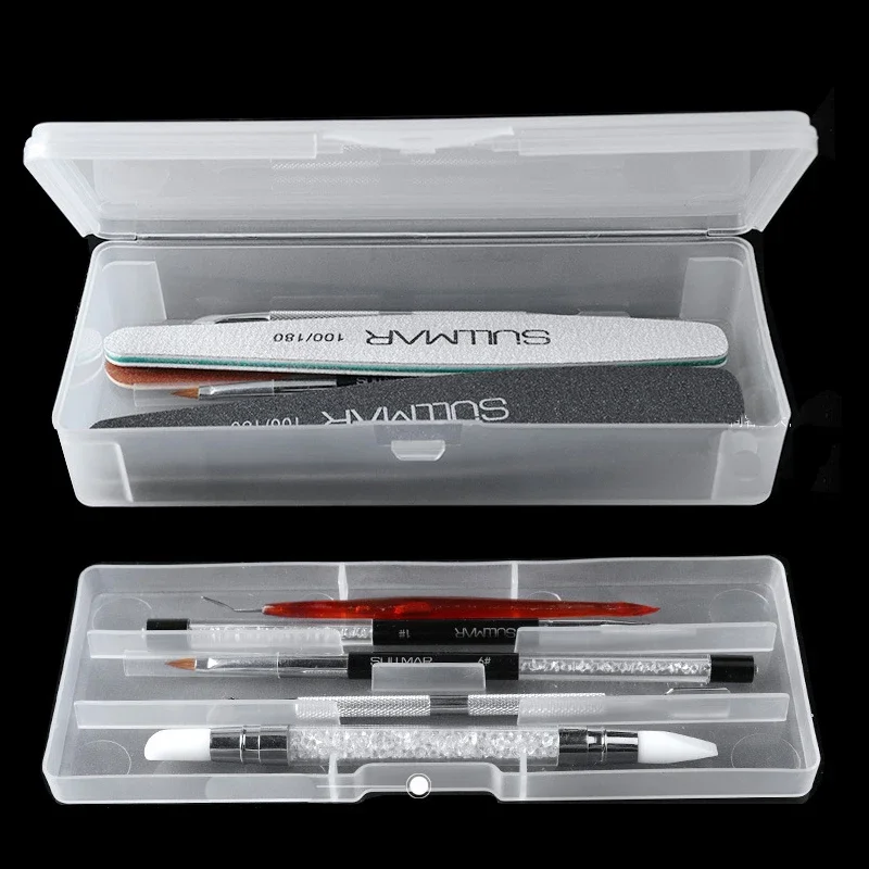 Power Tools Storage - 1 PC สี่เหลี่ยมผืนผ้า Double-Layer เล็บเครื่องมือที่ว่างเปล่ากล่องเก็บแหนบ Clippers