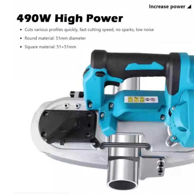 Power Tools Band - เลื่อยสายพานไร้สายแบบพกพา 490W พร้อมแบตเตอรี่ลิเธียม เครื่องมือตัดโลหะและไม้แบบมือถือ 18V เครื่องตัดไร้สาย