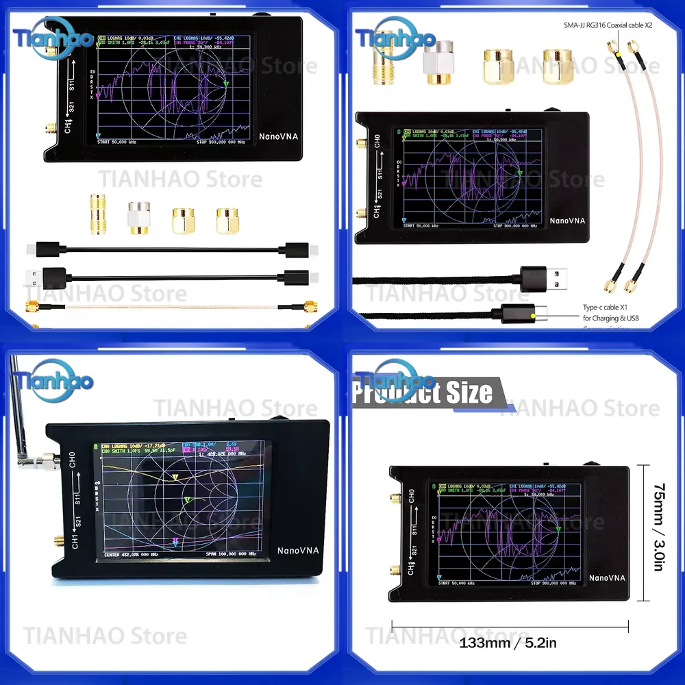 Power Tools Vector - NanoVNA-H4 สำหรับเครื่องวิเคราะห์เสาอากาศ 10 kHz ถึง 1.5