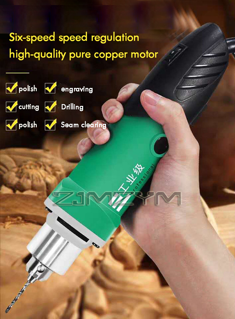 Power Tools Underwater - เครื่องแกะสลักไฟฟ้ากำลังสูง 6 ระดับความเร็ว พร้อมแกนยืดหยุ่น สำหรับงานแกะสลักไม้ ขัดเงา